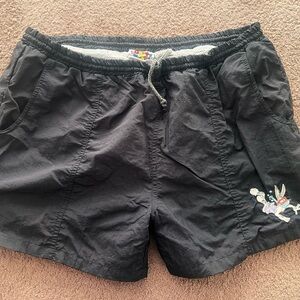 Vintage 1993 Warner Bros. Looney Tunes Black Nylon Shorts